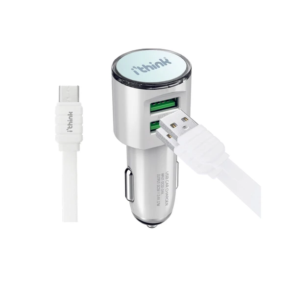 i'think Gold Çift Usb Araç Şarjı + Lightning Kablo A50A (4'li Paket) ürün görseli 1