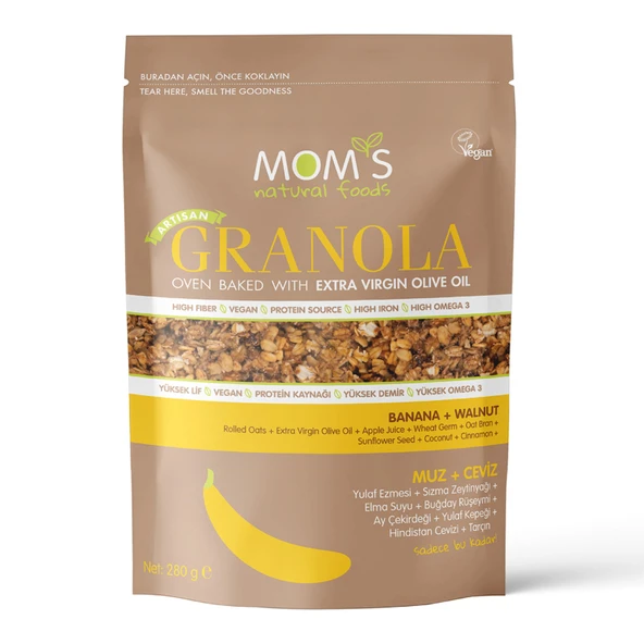 Moms Muz & Cevizli Granola 280 G (4'li Paket) ürün görseli 1