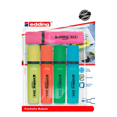 edding Fosforlu Kalem 4+1 Sarı (6'li Paket) ürün görseli 1
