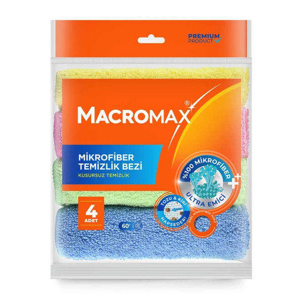 Macromax Rengarenk Mikrofiber Bez 4'lü (4'li Paket) ürün görseli 1