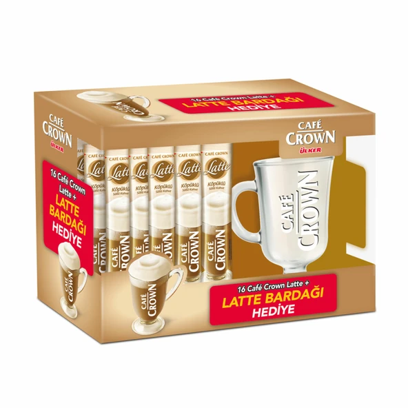 Cafe Crown Latte 16'Lı Paket ( Bardak Hediyeli ) (4'li Paket) ürün görseli 1