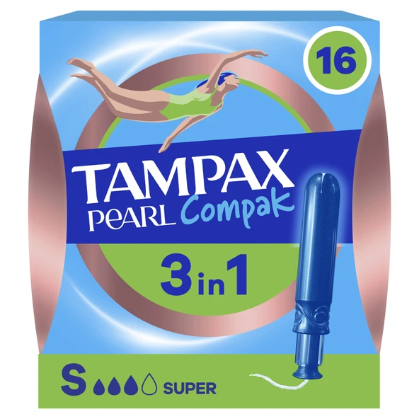Tampax Tampon Pearl Compak Super 16'lı (4'li Paket) ürün görseli 1