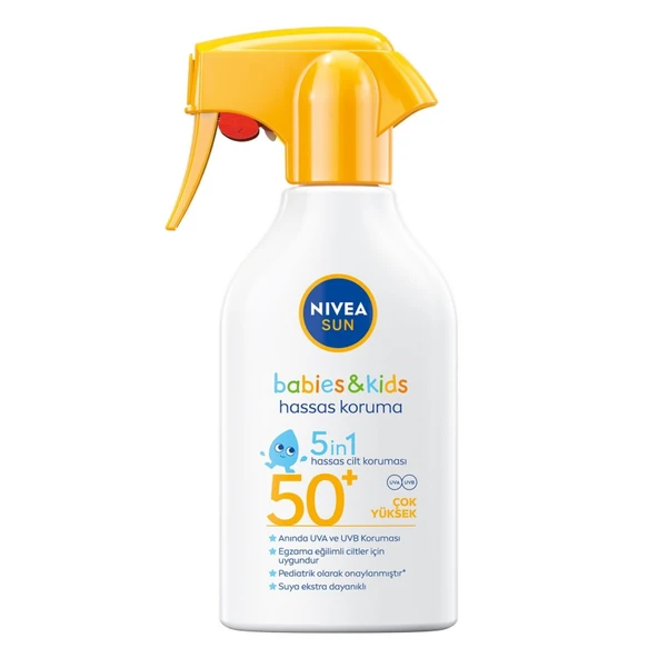 NIVEA SUN SPF50 Bebek ve Çocuklara Özel Hassas Güneş Koruyucu Sprey 250 Ml (3'li Paket) ürün görseli 1