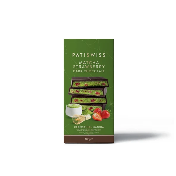 Patiswiss Matchalı Krema ve Çilek Dolgulu Bitter Çikolata 100 G (6'li Paket) ürün görseli 1