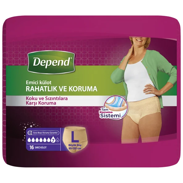Depend Emici Külot Kadın Büyük Eko Paket 16'lı (3'li Paket) ürün görseli 1