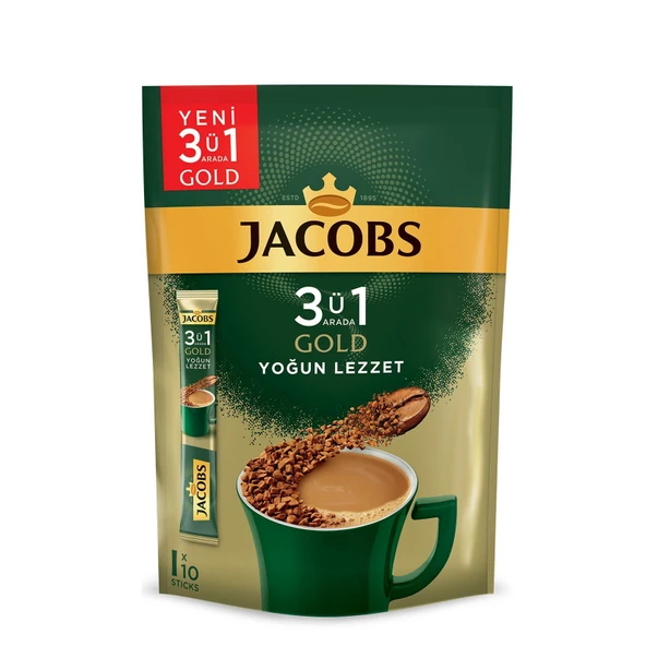 Jacobs Gold 3'ü 1 Arada Yoğun Lezzet Paket 10 x 18 G (5'li Paket) ürün görseli 1