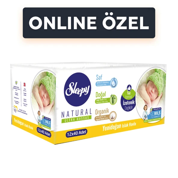 Sleepy Natural Yenidoğan Islak Havlu 12 x 40'lı ürün görseli 1