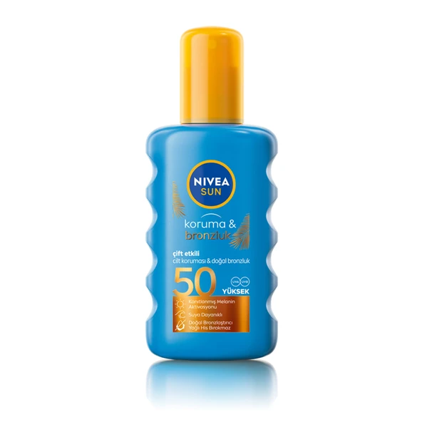 Nivea Sun Çift Etkili Bronzluk Koruyucu Güneş Spreyi SPF 50 200 ml (3'li Paket) ürün görseli 1