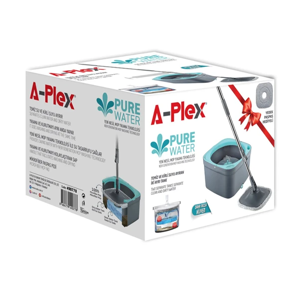 A Plex Pure Water Temizlik Seti Kare Mop + 1 Yedek ürün görseli 1