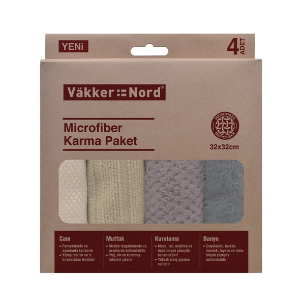 Vakker Nord Microfiber Karma Paket 4'lü (2'li Paket) ürün görseli 1