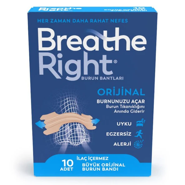 Breathe Right Büyük Boy Burun Bantları 10'lu (6'li Paket) ürün görseli 1