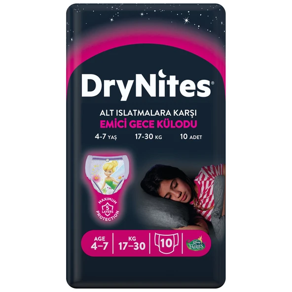 Huggies Drynites Emici Gece Külodu Kız 4 - 7 Yaş 10'lu (4'li Paket) ürün görseli 1