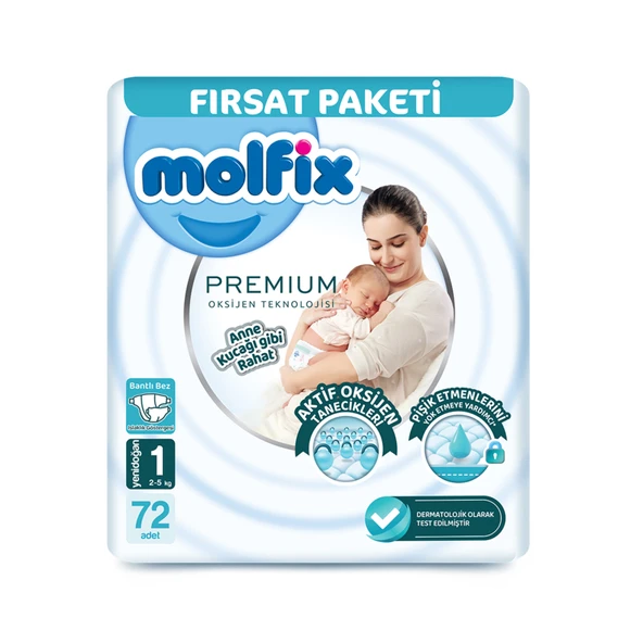 Molfix Premium Paket 1 Beden Yenidoğan 2-5 Kg 72'li (2'li Paket) ürün görseli 1