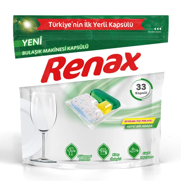 Renax Bulaşık Makinesi Kapsülü Hepsi Bir Arada 33'lü 346 G (4'li Paket) ürün görseli 1