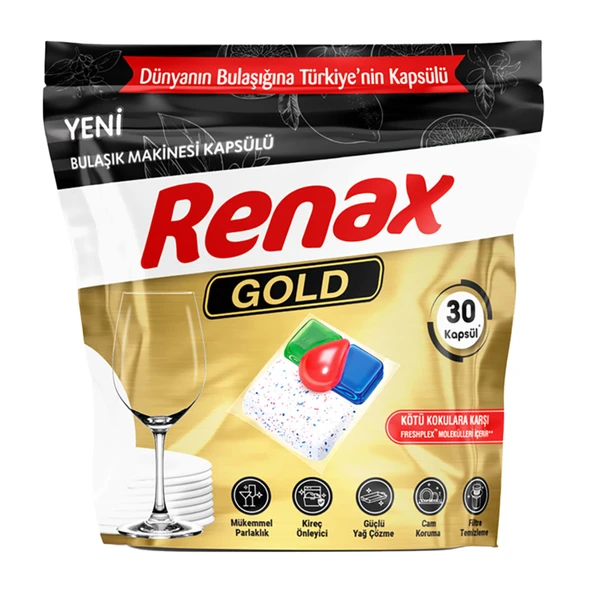 Renax Gold Bulaşık Makinesi Kapsülü 30'lu 360 G (6'li Paket) ürün görseli 1