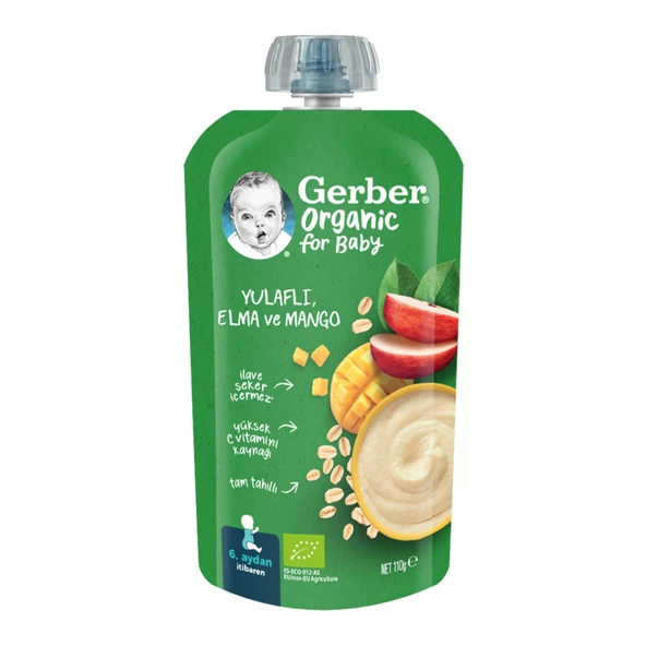 Gerber Organik Yulaflı Elma Mango Püresi 110 G (6'li Paket) ürün görseli 1