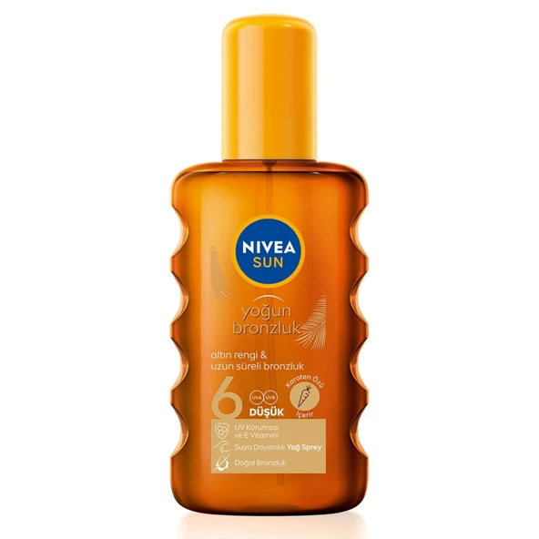 NIVEA SUN SPF6 Suya Dayanıklı Bronzlaştırıcı Güneş Yağ Spreyi 200 Ml (3'li Paket) ürün görseli 1