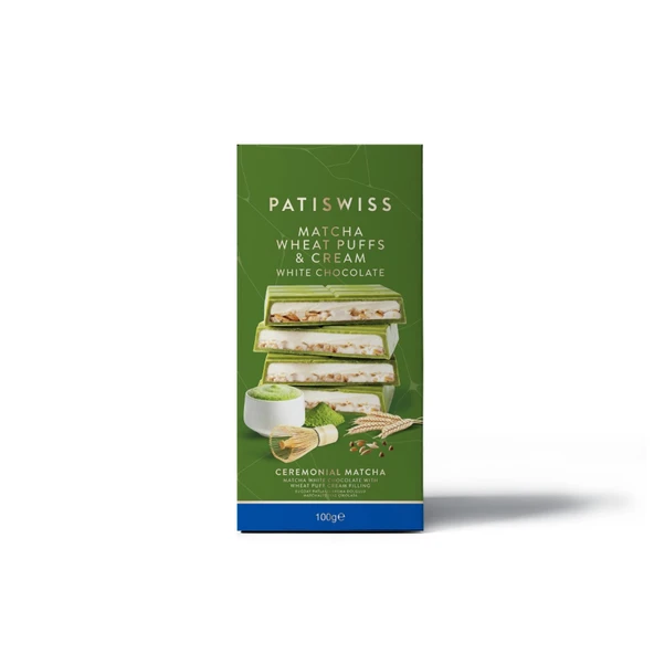 Patiswiss Buğday Patlaklı Matchalı Beyaz Çikolata 100 G (6'li Paket) ürün görseli 1