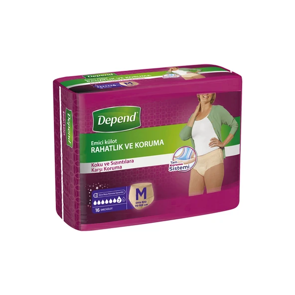 Depend Emici Külot Kadın Orta Ekonomik Paket 16'lı (3'li Paket) ürün görseli 1