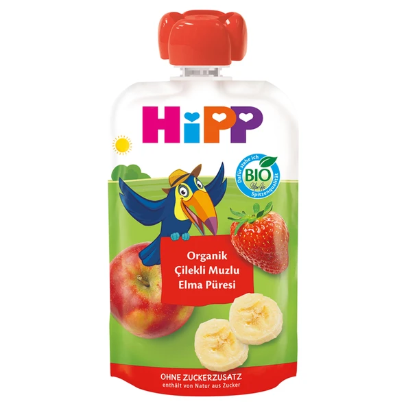 Hipp Organik Çilekli Muzlu Elma Püresi 100 G (6'li Paket) ürün görseli 1
