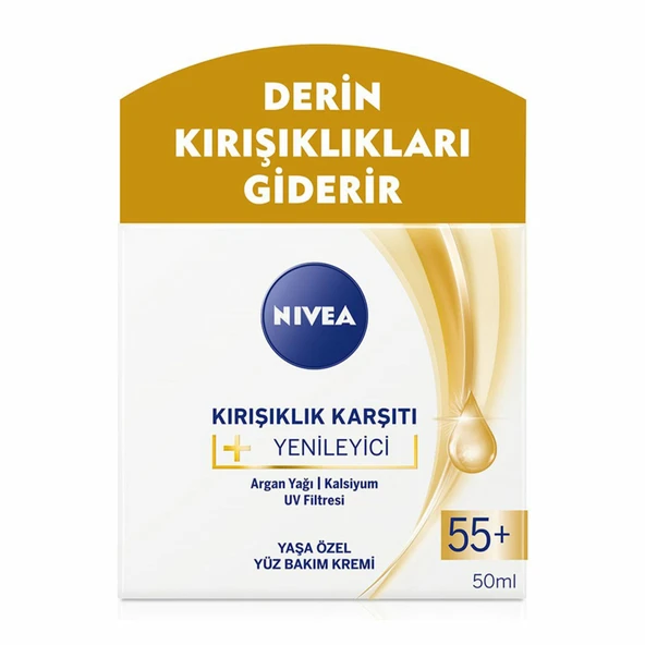 NIVEA 55+ Yaş Kırışıklık Karşıtı +Canlandırıcı Yüz Bakım Kremi 50 ml (2'li Paket) ürün görseli 1