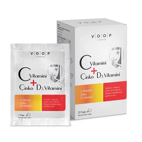 Voop C Vitamini D3 Vitamini Çinko Portakal Aromalı 20 Saşe x 4.5g (2'li Paket) ürün görseli 1