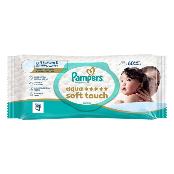 Pampers Aqua Soft Touch Islak Havlu 60'lı (4'li Paket) ürün görseli 1