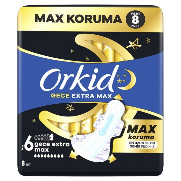 Orkid Ultra Ekstra Gece Ekstra Max 8'li (6'li Paket) ürün görseli 1
