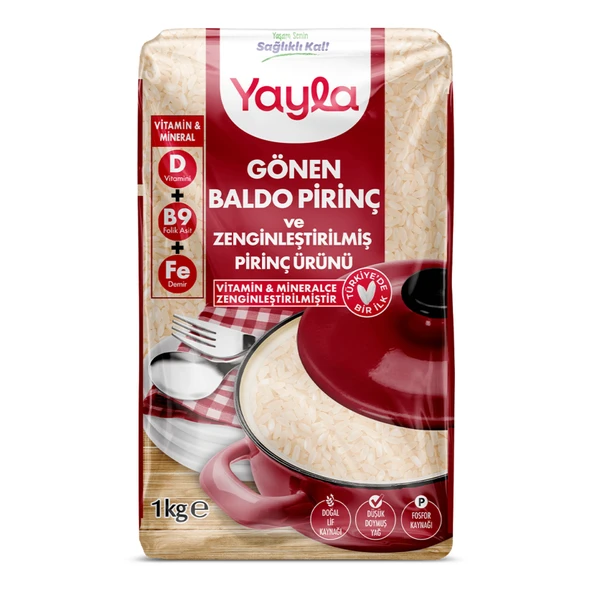 Yayla Zenginleştirilmiş Baldo Pirinç 1 Kg (5'li Paket) ürün görseli 1