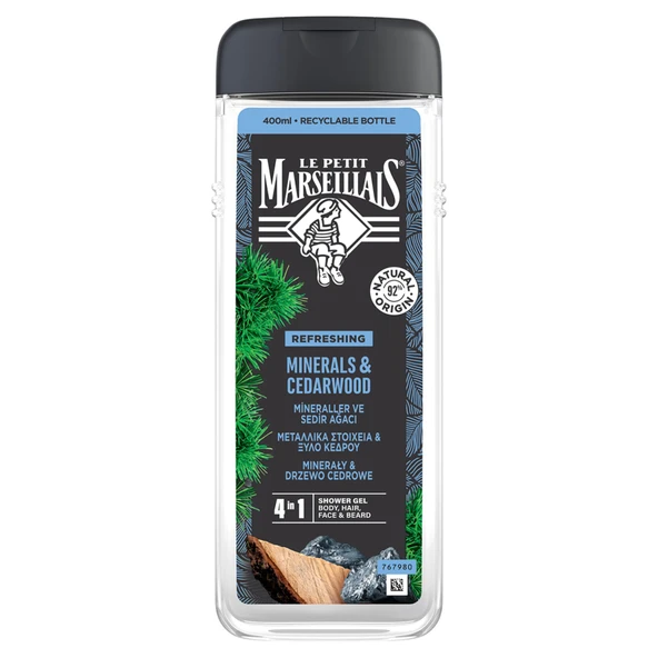 Le Petit Marseillais Men Mineraller ve Sedir Ağacı Duş Jeli 400 Ml (4'li Paket) ürün görseli 1