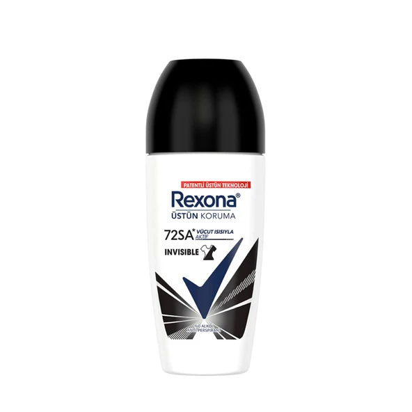 Rexona Invisible Black + White 72Sa Roll On 50 Ml (6'li Paket) ürün görseli 1
