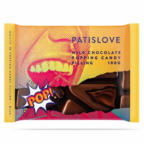 Patislove Guilty Patlayan Şekerli Dolgulu Sütlü Çikolata 100 G (6'li Paket) ürün görseli 1