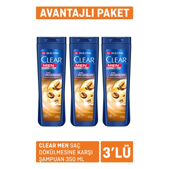 Clear Men Saç Dökülmesine Karşı Şampuan 3 x 350Ml (3'li Paket) ürün görseli 1