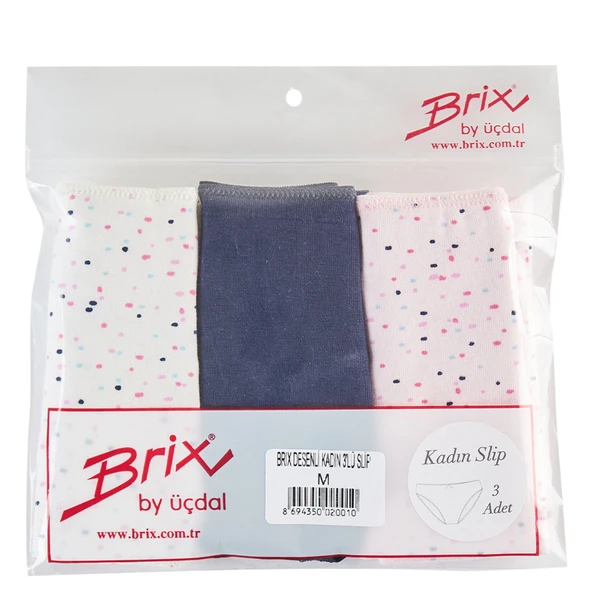 Brix Desenli Kadın 3'lü Slip M (6'li Paket) ürün görseli 1