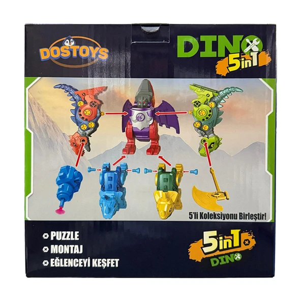 Dostoys Dino 5In1 Eğitici Kutu Oyunu (2'li Paket) ürün görseli 1