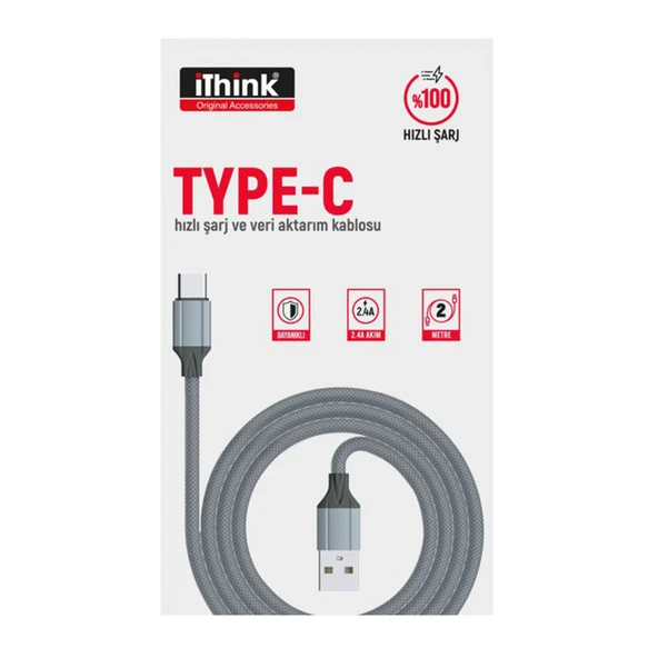 i'think Gold USB-A to USB-C Hızlı Kablo 2 M (K42C) (5'li Paket) ürün görseli 1
