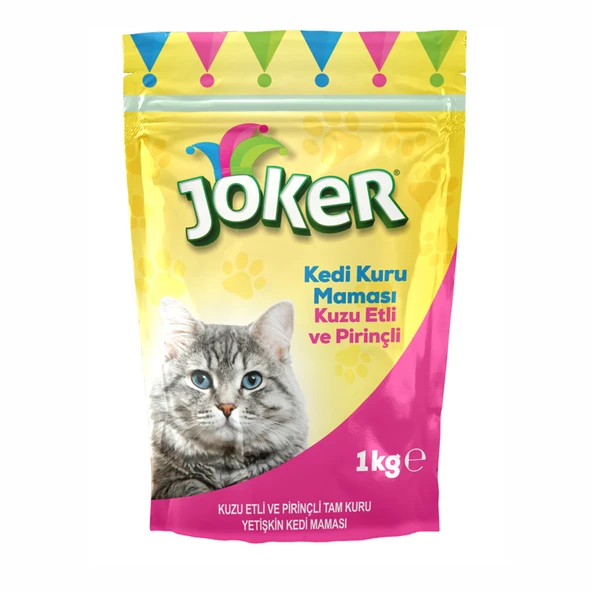 Joker Kuzu Etli Pirinçli Tam Kuru Yetişkin Kedi Maması 1 Kg (5'li Paket) ürün görseli 1