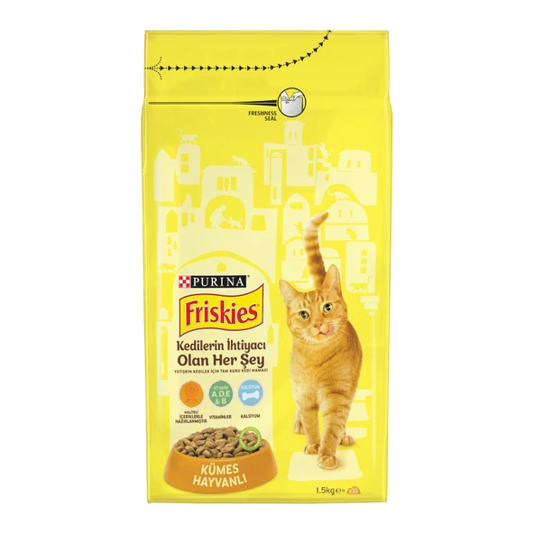 Friskies Yetişkin Kümes Hayvan Kuru Kedi Maması 1.5 Kg (3'li Paket) ürün görseli 1
