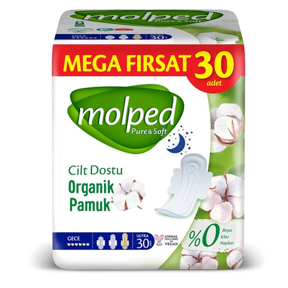 Molped P&s Gece Mega Hijyenik Ped 30'lu (4'li Paket) ürün görseli 1
