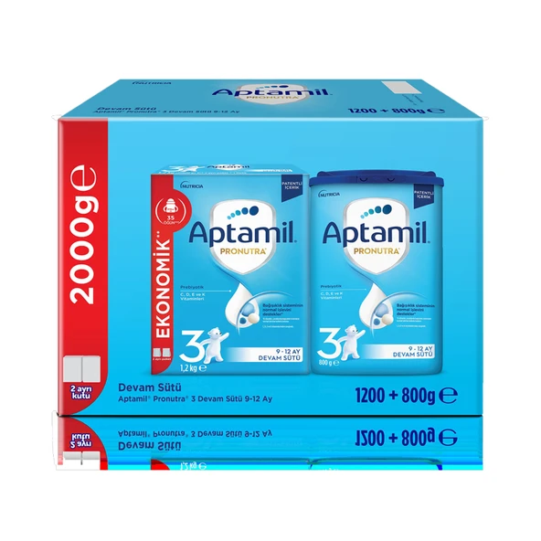 Aptamil Pronutra 3 Devam Sütü 9-12 Ay 1.200+800 G (2'li Paket) ürün görseli 1
