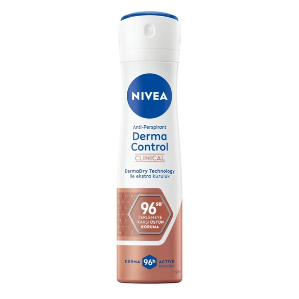 NIVEA Derma Control Clinical Kadın Sprey Deodorant 96 Saat Üstün Koruma 150ml (4'li Paket) ürün görseli 1