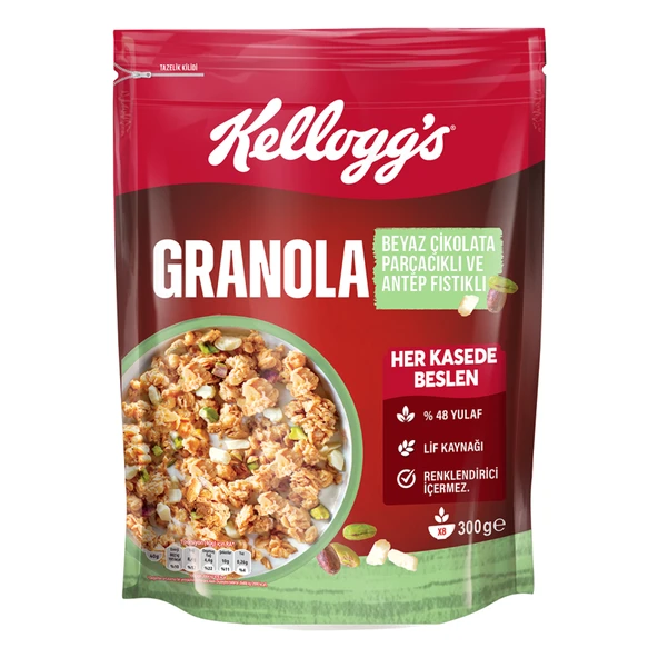 Kellogg's Granola Beyaz Çikolatalı Antep Fıstıklı 300 G (3'li Paket) ürün görseli 1