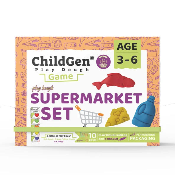 ChildGen Oyun Hamurları Sahneli Süpermarket Seti 625 G ürün görseli 1