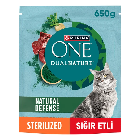Purina One Dual Nature Sığır Etli Kısırlaştırılmış Kedi Maması 650 G (4'li Paket) ürün görseli 1