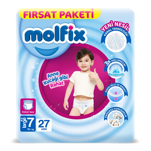 Molfix Külot Bez Fırsat Paketi 7 Numara 19+ Kg 27'li (2'li Paket) ürün görseli 1
