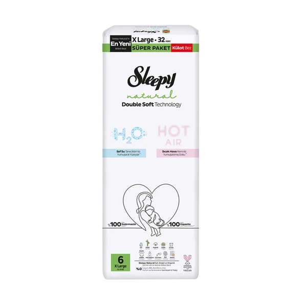 Sleepy Natural Double Soft Süper Külot Bez 6 No 15-25 Kg 32'li (4'li Paket) ürün görseli 1