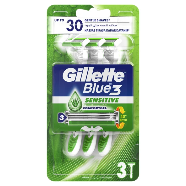 Gillette Blue3 Sensitive Kullan At Tıraş Bıçağı 3'lü (6'li Paket) ürün görseli 1
