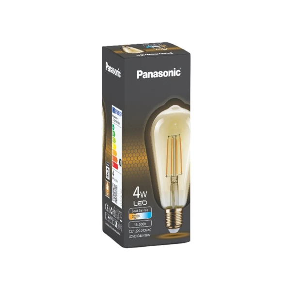 Panasonic E27 Filaman ST64 Lamba 4W 360 Lm 2000K Gold (5'li Paket) ürün görseli 1