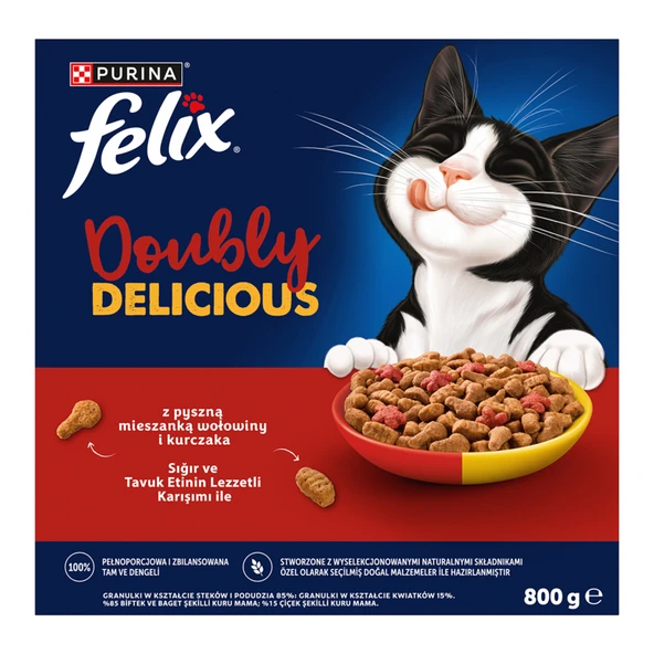 Felix Doubly Delicious Çifte Lezzet Sığır Etli 800 G (4'li Paket) ürün görseli 1
