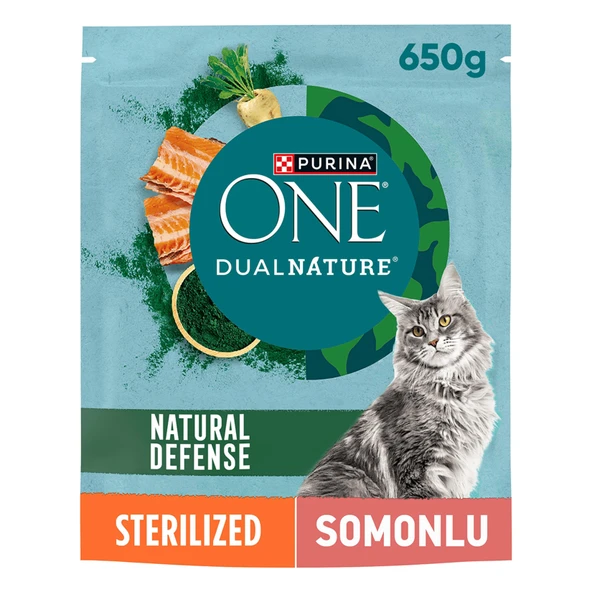 Purina One Dual Nature Somonlu Kısırlaştırılmış Kedi Maması 650 G (3'li Paket) ürün görseli 1